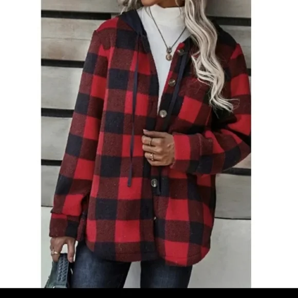 Buffalo Plaid Fleece Shacket - Picture 1 of 5
